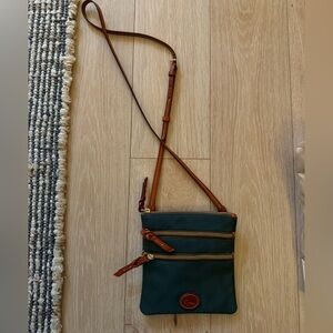 Dooney & Bourke Forest Green Crossbody with Tan Trim